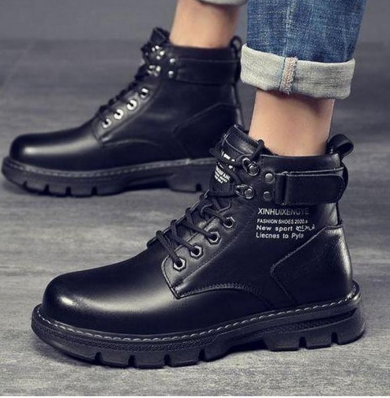 ALAGZI Bottes d'affaires décontractée pour homme noir