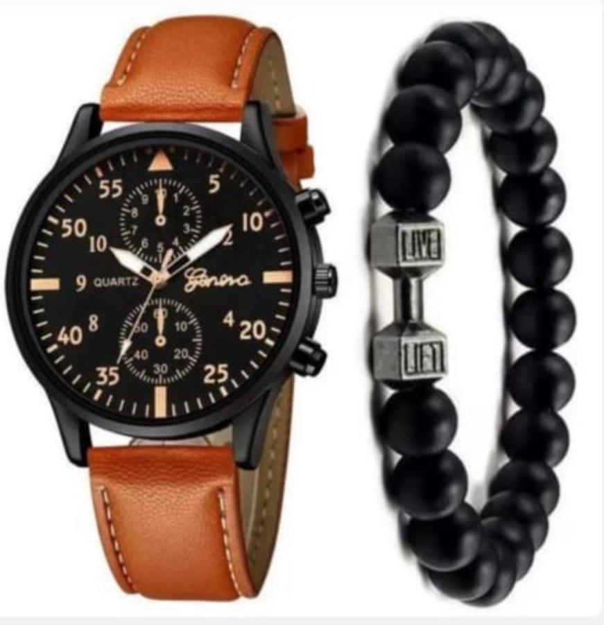 montre de sport à Quartz-marron /noir