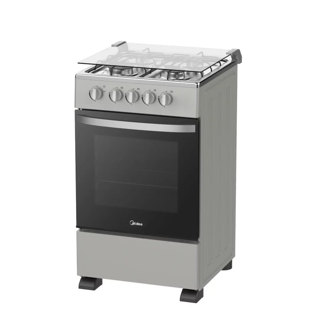 MIDEA GAZINIERE 4 FEUX COUVERTURE VITRE SILVER - SP5055T082-SG, Grill + Four à l'intérieur