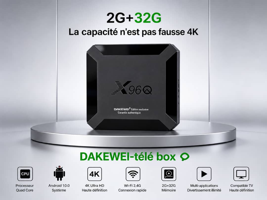 DAKEWEI Télé Box X96Q – 4K Ultra HD | 2GB + 32GB