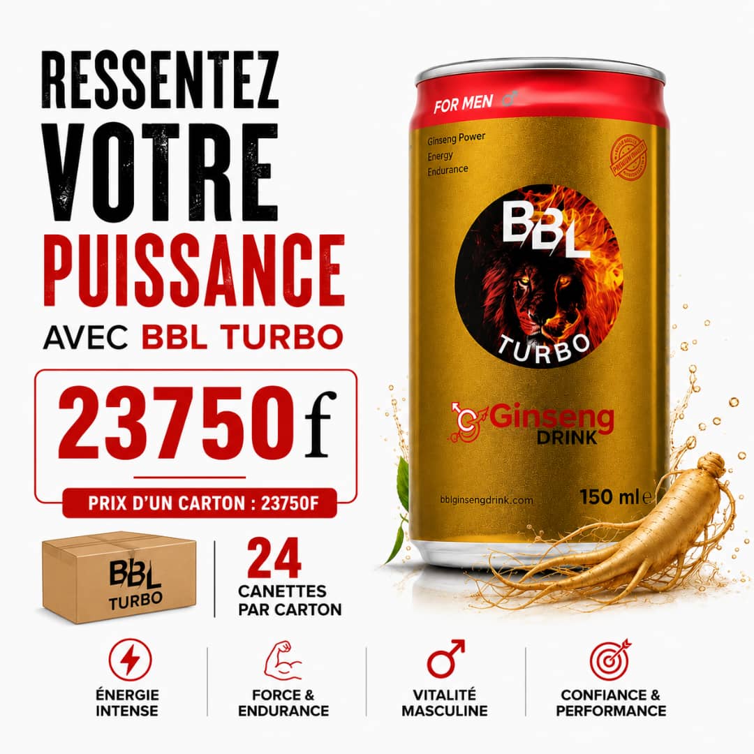 BBL TURBO Ginseng Drink – Pack Carton 24 Canettes